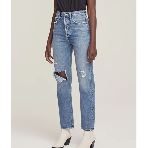AGOLDE 90's PINCH WAIST JEANS SIZE 30 RIPPED NEW - Picture 1 of 6